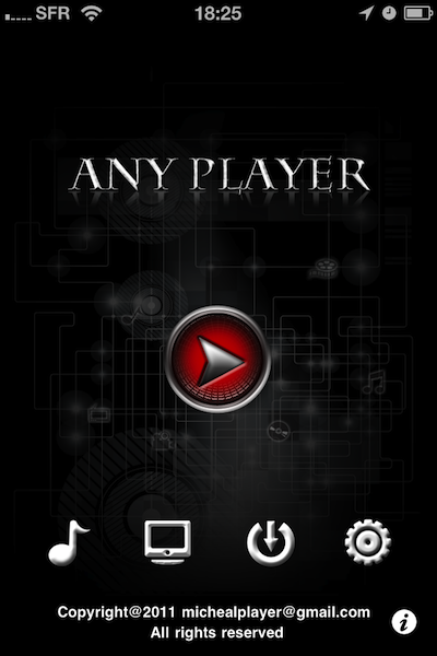 AnyPlayer écran principal