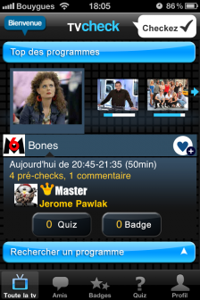 test TV Check ecran accueil